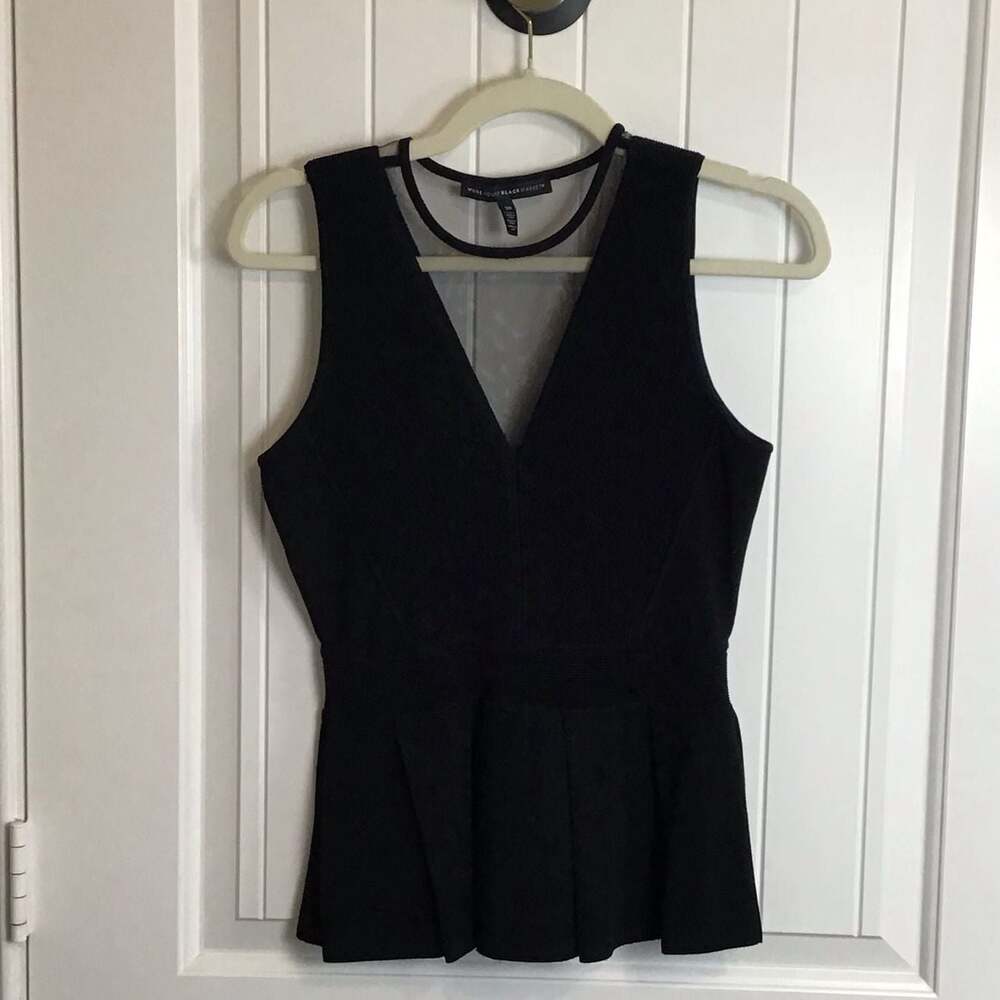 White House Black Market Sleeveless Peplum Top Black Size XS Classy Chic - Picture 2 of 8